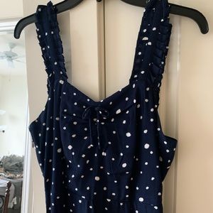 AQUA Navy Polkadot Dress
